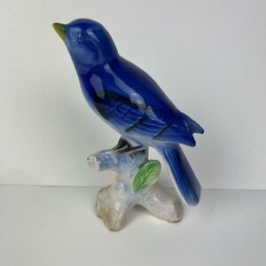 Vintage Blue Ceramic Bird Figurine Japan